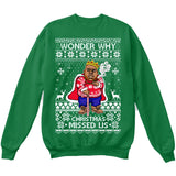 Wonder Why Christmas Missed Us | Biggie Smalls Cane | Ugly Christmas Sweater [Unisex Crewneck Sweatshirt]-Crewneck Sweater (Unisex)-Green-Small-Over The Boardwalk Shirts