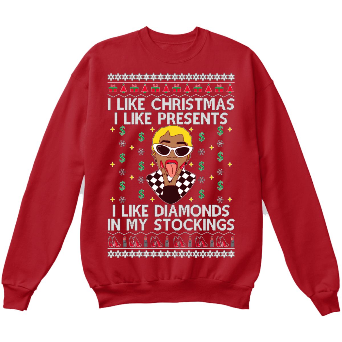 I Like It I Like Diamonds In My Stockings Cardi B Ugly Christmas