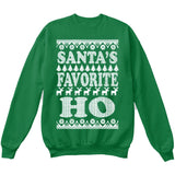 SANTA'S FAVORITE HO | Santa Claus | Ugly Christmas Sweater [Unisex Crewneck Sweatshirt]-Crewneck Sweater (Unisex)-Green-Small-Over The Boardwalk Shirts