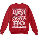 SANTA'S FAVORITE HO | Santa Claus | Ugly Christmas Sweater [Unisex Crewneck Sweatshirt]-Crewneck Sweater (Unisex)-Red-Small-Over The Boardwalk Shirts