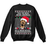Twas the Nizzle Before Chrismizzle and all Through the Hizzle | Snoop Dog | Ugly Christmas Sweater [Unisex Crewneck Sweatshirt]-Crewneck Sweater (Unisex)-Black-Small-Over The Boardwalk Shirts