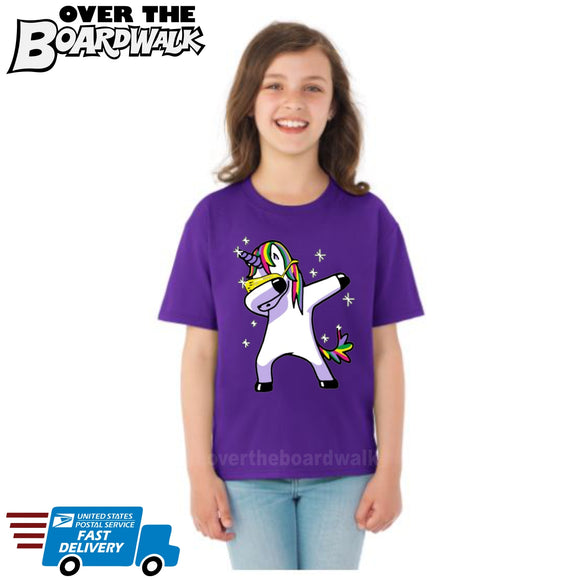 Dabbing Unicorn Dab **Youth Sizes** [T-shirt] Kids/Children/Girls Sizes-Over The Boardwalk Shirts