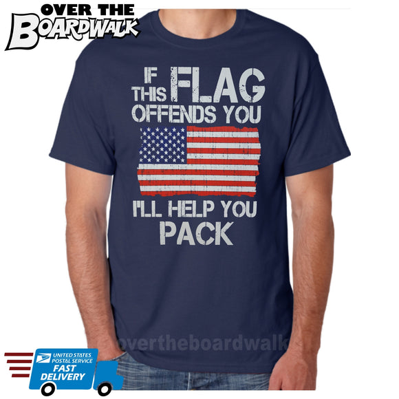 If This Flag Offends You I'll Help You Pack USA Flag Patriotic [T-shirt/Tank Top]-Over The Boardwalk Shirts