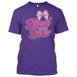 Bad to the Bow - Cheer | Cheerleading | Cheerleader [T-shirt]-T-Shirt-Purple-Small-Over The Boardwalk Shirts