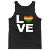 LOVE Rainbow Heart Gay Pride LGBT [T-shirt/Tank Top]-Tees & Tanks-Black Tank Top (men)-Small-Over The Boardwalk Shirts