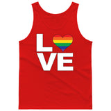 LOVE Rainbow Heart Gay Pride LGBT [T-shirt/Tank Top]-Tees & Tanks-Red Tank Top (men)-Small-Over The Boardwalk Shirts