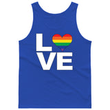 LOVE Rainbow Heart Gay Pride LGBT [T-shirt/Tank Top]-Tees & Tanks-Royal Blue Tank Top (men)-Small-Over The Boardwalk Shirts