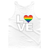 LOVE Rainbow Heart Gay Pride LGBT [T-shirt/Tank Top]-Tees & Tanks-White Tank Top (men)-Small-Over The Boardwalk Shirts