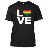LOVE Rainbow Heart Gay Pride LGBT [T-shirt/Tank Top]-Tees & Tanks-Black Tshirt-Small-Over The Boardwalk Shirts