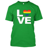 LOVE Rainbow Heart Gay Pride LGBT [T-shirt/Tank Top]-Tees & Tanks-Kelly Green Tshirt-Small-Over The Boardwalk Shirts