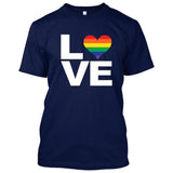 LOVE Rainbow Heart Gay Pride LGBT [T-shirt/Tank Top]-Tees & Tanks-Navy Tshirt-Small-Over The Boardwalk Shirts
