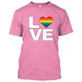 LOVE Rainbow Heart Gay Pride LGBT [T-shirt/Tank Top]-Tees & Tanks-Pink Tshirt-Small-Over The Boardwalk Shirts