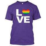 LOVE Rainbow Heart Gay Pride LGBT [T-shirt/Tank Top]-Tees & Tanks-Purple Tshirt-Small-Over The Boardwalk Shirts