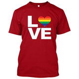 LOVE Rainbow Heart Gay Pride LGBT [T-shirt/Tank Top]-Tees & Tanks-Red Tshirt-Small-Over The Boardwalk Shirts