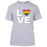LOVE Rainbow Heart Gay Pride LGBT [T-shirt/Tank Top]-Tees & Tanks-Heather Gray Tshirt-Small-Over The Boardwalk Shirts