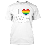 LOVE Rainbow Heart Gay Pride LGBT [T-shirt/Tank Top]-Tees & Tanks-White Tshirt-Small-Over The Boardwalk Shirts