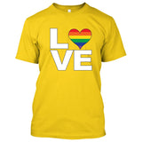 LOVE Rainbow Heart Gay Pride LGBT [T-shirt/Tank Top]-Tees & Tanks-Yellow Tshirt-Small-Over The Boardwalk Shirts