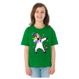 Dabbing Unicorn Dab **Youth Sizes** [T-shirt] Kids/Children/Girls Sizes-T-Shirt-Kelly Green-Youth X-Small (2-4)-Over The Boardwalk Shirts