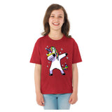 Dabbing Unicorn Dab **Youth Sizes** [T-shirt] Kids/Children/Girls Sizes-T-Shirt-Red-Youth X-Small (2-4)-Over The Boardwalk Shirts