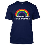 Celebrate Your True Colors Gay Pride (Rainbow) [T-shirt/Tank Top]-T-Shirt-Navy-Small-Over The Boardwalk Shirts