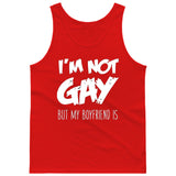 I'M NOT GAY but my BOYFRIEND is [Gay Pride LGBT T-shirt/Tank Top]-Tees & Tanks-Red Tank Top (men's)-Small-Over The Boardwalk Shirts
