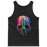 Melting Neon Skull Art, Bleeding Skull, Dripping Skull [T-shirt/Tank Top]-Tees & Tanks-Black Tank Top (men)-Small-Over The Boardwalk Shirts