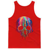 Melting Neon Skull Art, Bleeding Skull, Dripping Skull [T-shirt/Tank Top]-Tees & Tanks-Red Tank Top (men)-Small-Over The Boardwalk Shirts