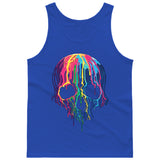 Melting Neon Skull Art, Bleeding Skull, Dripping Skull [T-shirt/Tank Top]-Tees & Tanks-Royal Blue Tank Top (men)-Small-Over The Boardwalk Shirts