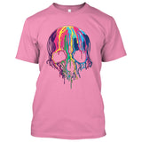 Melting Neon Skull Art, Bleeding Skull, Dripping Skull [T-shirt/Tank Top]-Tees & Tanks-Pink Tshirt-Small-Over The Boardwalk Shirts