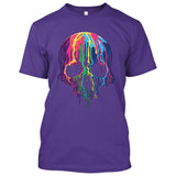 Melting Neon Skull Art, Bleeding Skull, Dripping Skull [T-shirt/Tank Top]-Tees & Tanks-Purple Tshirt-Small-Over The Boardwalk Shirts