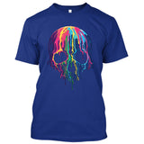 Melting Neon Skull Art, Bleeding Skull, Dripping Skull [T-shirt/Tank Top]-Tees & Tanks-Royal Blue Tshirt-Small-Over The Boardwalk Shirts