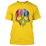 Melting Neon Skull Art, Bleeding Skull, Dripping Skull [T-shirt/Tank Top]-Tees & Tanks-Yellow Tshirt-Small-Over The Boardwalk Shirts