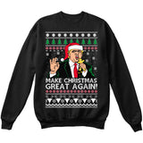 Donald Trump | Make Christmas Great Again | Ugly Christmas Sweater [Unisex Crewneck Sweatshirt]-Crewneck Sweater (Unisex)-Black-Small-Over The Boardwalk Shirts