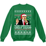 Donald Trump | Make Christmas Great Again | Ugly Christmas Sweater [Unisex Crewneck Sweatshirt]-Crewneck Sweater (Unisex)-Green-Small-Over The Boardwalk Shirts