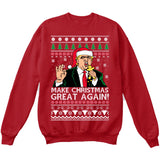 Donald Trump | Make Christmas Great Again | Ugly Christmas Sweater [Unisex Crewneck Sweatshirt]-Crewneck Sweater (Unisex)-Red-Small-Over The Boardwalk Shirts