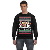 Drunk Friends Logo Parody | Santa,Jesus,Snowman,Reindeer | Ugly Christmas Sweater [Unisex Crewneck Sweatshirt]-Over The Boardwalk Shirts