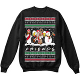 Drunk Friends Logo Parody | Santa,Jesus,Snowman,Reindeer | Ugly Christmas Sweater [Unisex Crewneck Sweatshirt]-Crewneck Sweater (Unisex)-Black-Small-Over The Boardwalk Shirts
