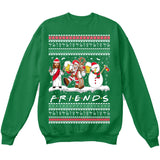 Drunk Friends Logo Parody | Santa,Jesus,Snowman,Reindeer | Ugly Christmas Sweater [Unisex Crewneck Sweatshirt]-Crewneck Sweater (Unisex)-Green-Small-Over The Boardwalk Shirts
