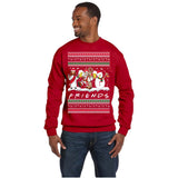 Drunk Friends Logo Parody | Santa,Jesus,Snowman,Reindeer | Ugly Christmas Sweater [Unisex Crewneck Sweatshirt]-Over The Boardwalk Shirts