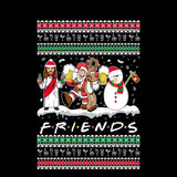 Drunk Friends Logo Parody | Santa,Jesus,Snowman,Reindeer | Ugly Christmas Sweater [Unisex Crewneck Sweatshirt]-Over The Boardwalk Shirts