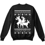 HUMPING REINDEERS | Humping Deers | Ugly Christmas Sweater [Unisex Crewneck Sweatshirt]-Crewneck Sweater (Unisex)-Black-Small-Over The Boardwalk Shirts