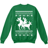 HUMPING REINDEERS | Humping Deers | Ugly Christmas Sweater [Unisex Crewneck Sweatshirt]-Crewneck Sweater (Unisex)-Green-Small-Over The Boardwalk Shirts