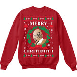 Merry Chrithmith | Mike Tyson | Ugly Christmas Sweater [Unisex Crewneck Sweatshirt]-Crewneck Sweater (Unisex)-Red-Small-Over The Boardwalk Shirts