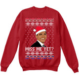 Barack Obama MISS ME YET? | Political | Ugly Christmas Sweater [Unisex Crewneck Sweatshirt]-Crewneck Sweater (Unisex)-Red-Small-Over The Boardwalk Shirts