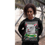 Woman Yelling at Cat Eating Lettuce MEME | Ugly Christmas Sweater [Unisex Crewneck Sweatshirt]