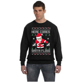 Here Comes SANTA FLOSS | Santa Claus | Ugly Christmas Sweater [Unisex Crewneck Sweatshirt]-Over The Boardwalk Shirts