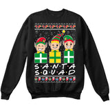 SANTA SQUAD | Elves Friends Logo | Ugly Christmas Sweater [Unisex Crewneck Sweatshirt]-Crewneck Sweater (Unisex)-Black-Small-Over The Boardwalk Shirts