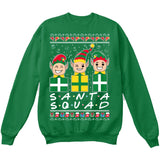 SANTA SQUAD | Elves Friends Logo | Ugly Christmas Sweater [Unisex Crewneck Sweatshirt]-Crewneck Sweater (Unisex)-Green-Small-Over The Boardwalk Shirts