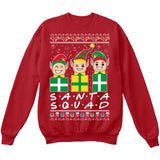 SANTA SQUAD | Elves Friends Logo | Ugly Christmas Sweater [Unisex Crewneck Sweatshirt]-Crewneck Sweater (Unisex)-Red-Small-Over The Boardwalk Shirts