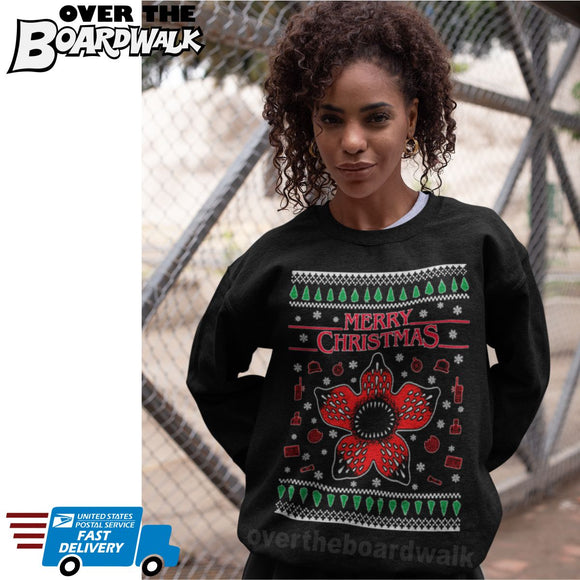 Stranger Things Demogorgon | TV Show | Ugly Christmas Sweater [Unisex Crewneck Sweatshirt]-Over The Boardwalk Shirts